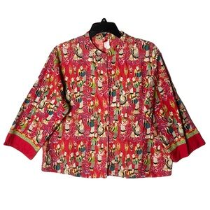 Josie Vintage Oriental Asian Buddhist Art Pajama Top Medium Y2K